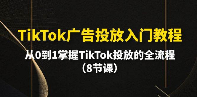 （10085期）TikTok广告投放入门教程，从0到1掌握TikTok投放的全流程（8节课）-吾爱网赚